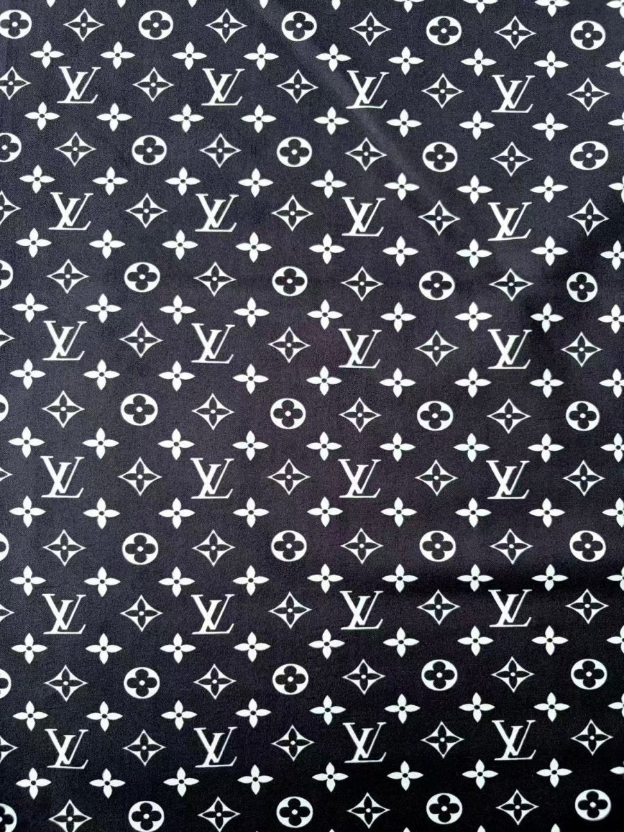 Black LV Stretchy Fabric Speaker Pod Cover Suede Fabric - mingfabricstore