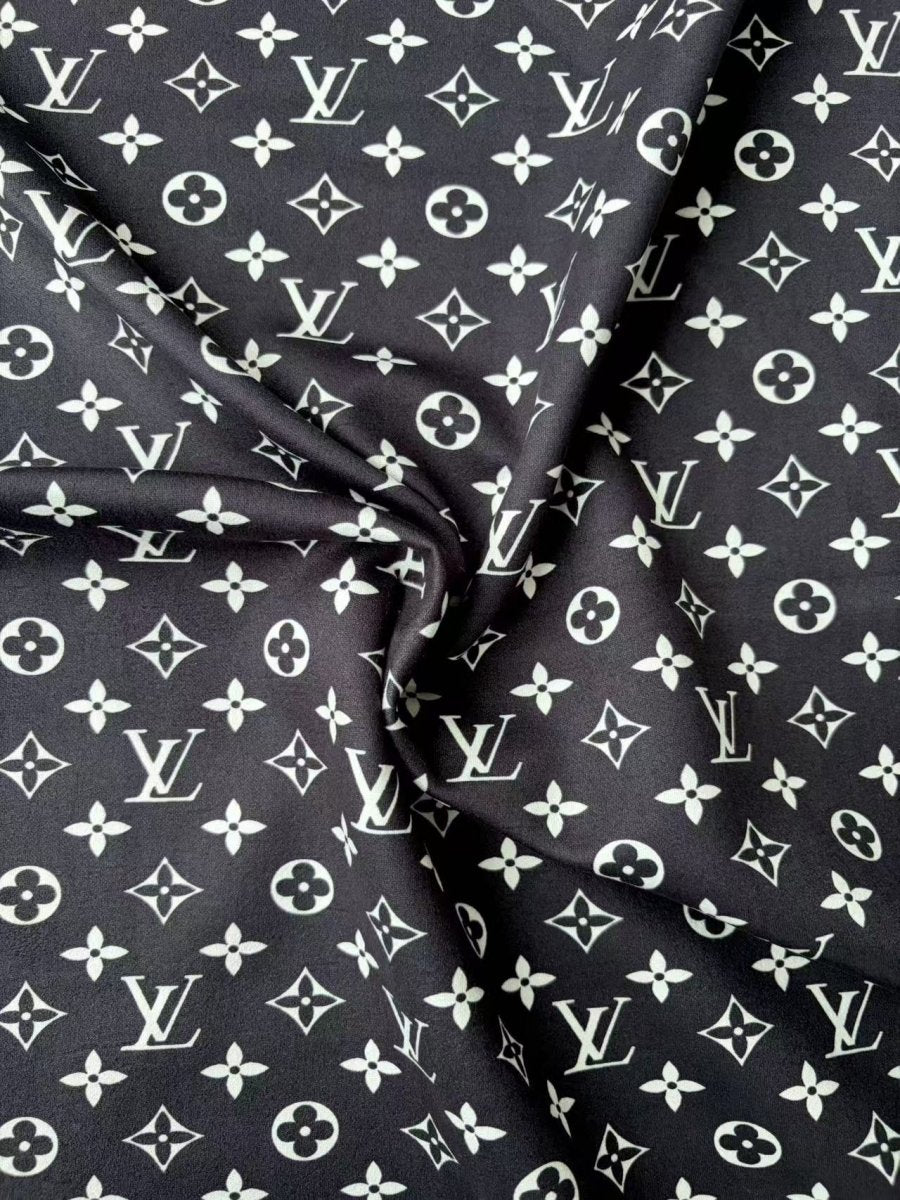 Black LV Stretchy Fabric Speaker Pod Cover Suede Fabric - mingfabricstore