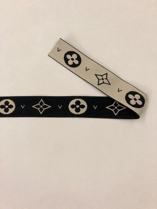 Black Monogram LV Elastic Strap - mingfabricstore