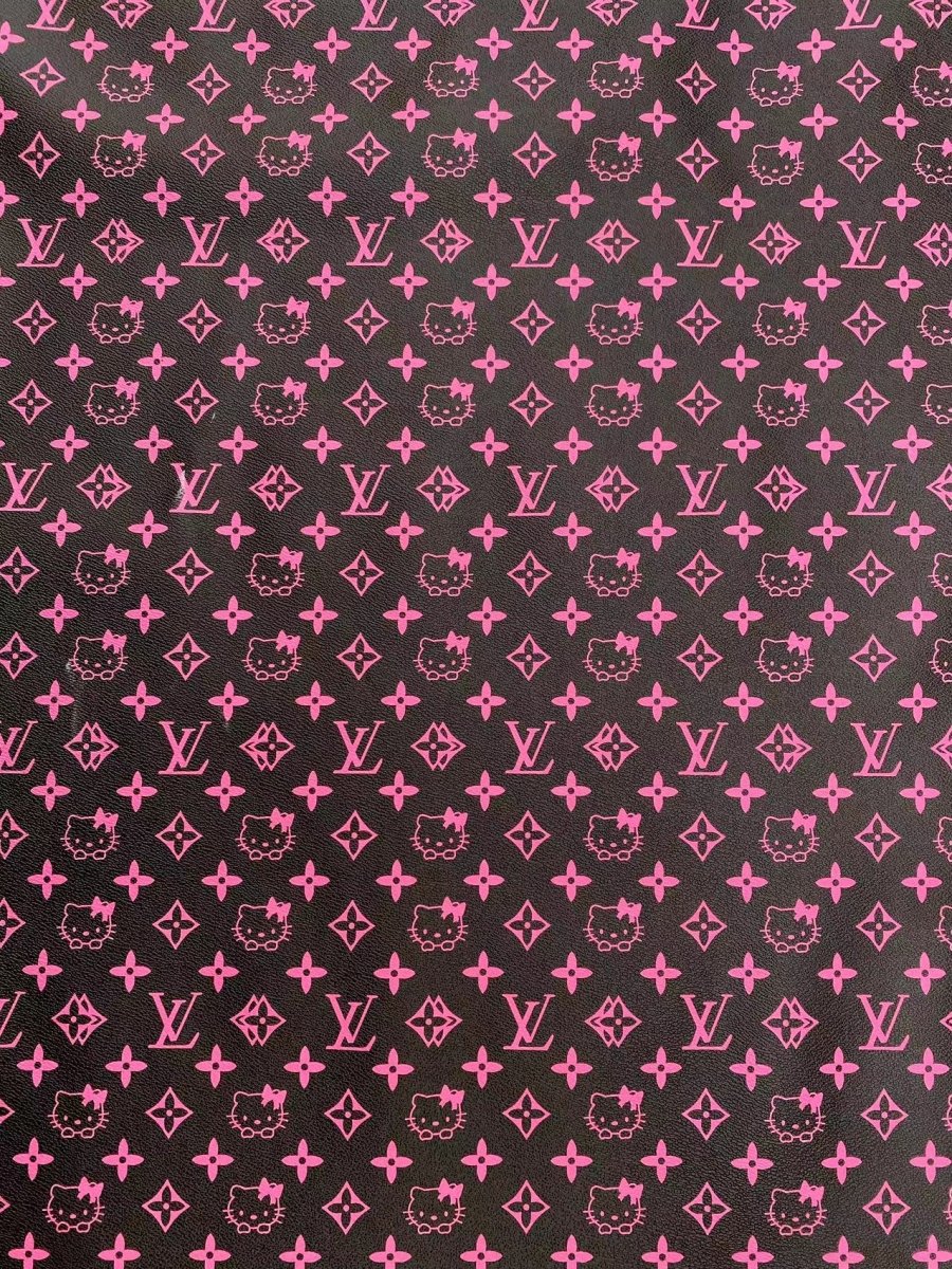 Black Pink Hello Kitty Vinyl Faux Leather Fabric for Handmade DIY Crafts Sneakers Nail Panel - mingfabricstore