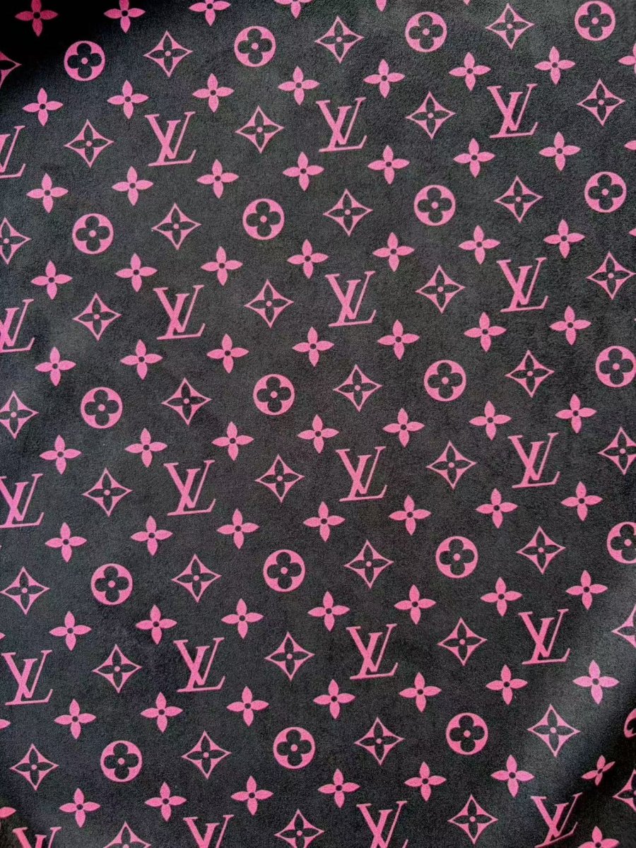 Black Pink Louis Vuitton Suede Stretchy Car Headliner DIY Upholstery Fabric - mingfabricstore