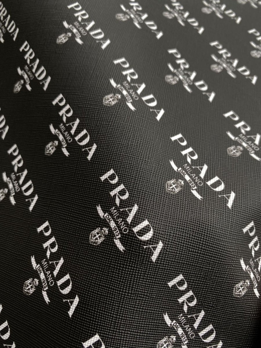 Black Prada Custom Faux Leather Sheet Designer Fabric for DIY Sewing Projects - mingfabricstore