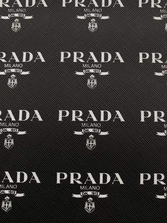 Black Prada Custom Faux Leather Sheet Designer Fabric for DIY Sewing Projects - mingfabricstore