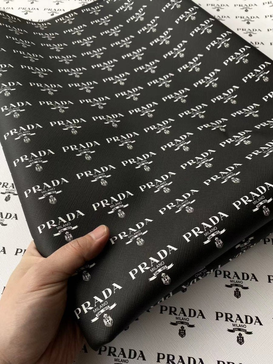 Black Prada Custom Faux Leather Sheet Designer Fabric for DIY Sewing Projects - mingfabricstore