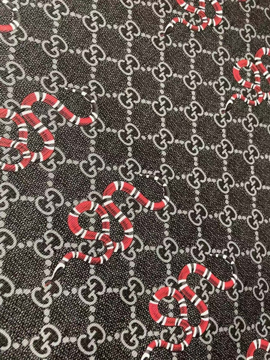 Black Snake Gucci Faux Leather Designer Fabric for Custom Shoes - mingfabricstore