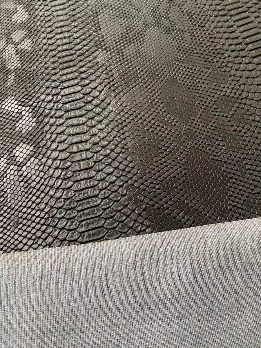 Black Snake Skin Leather for Custom Sneaker Sofa Furniture - mingfabricstore