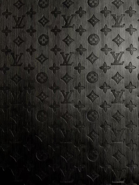 Black Texture Louis Vuitton LV Leather Sheet for Crafts DIY - mingfabricstore