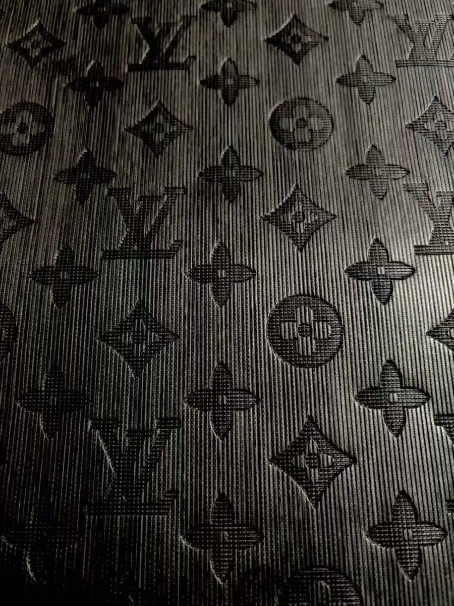 Black Texture Louis Vuitton LV Leather Sheet for Crafts DIY - mingfabricstore