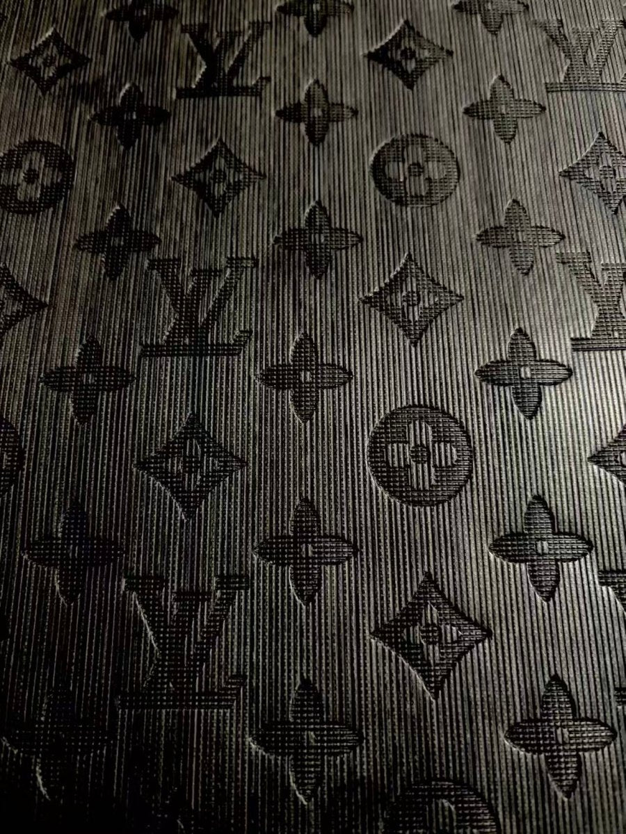 Black Texture Louis Vuitton LV Leather Sheet for Crafts DIY - mingfabricstore