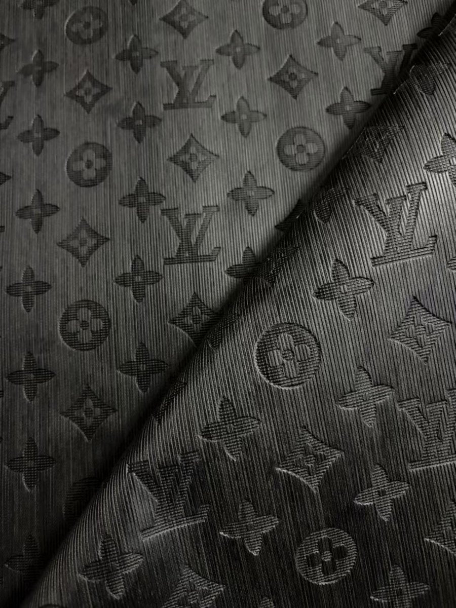 Black Texture Louis Vuitton LV Leather Sheet for Crafts DIY - mingfabricstore