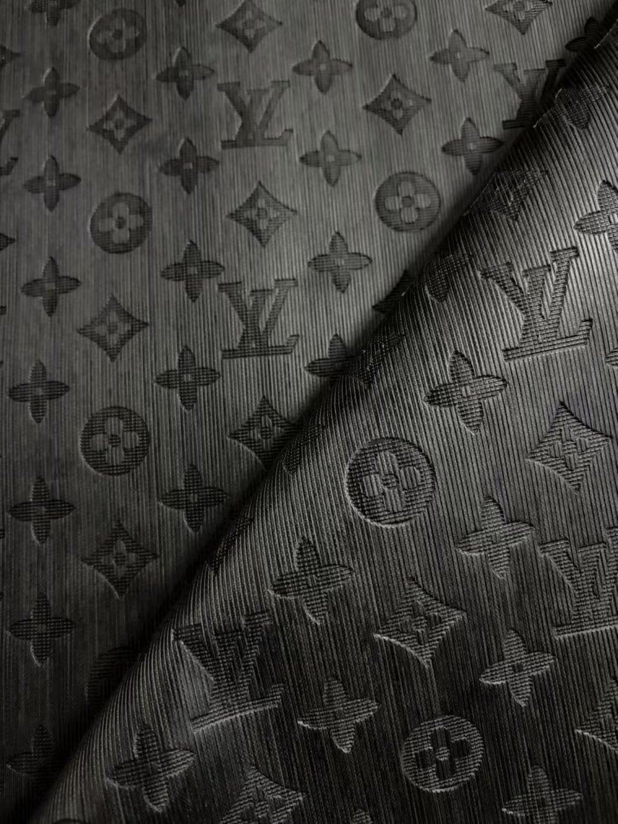 Black Texture Louis Vuitton LV Leather Sheet for Crafts DIY - mingfabricstore