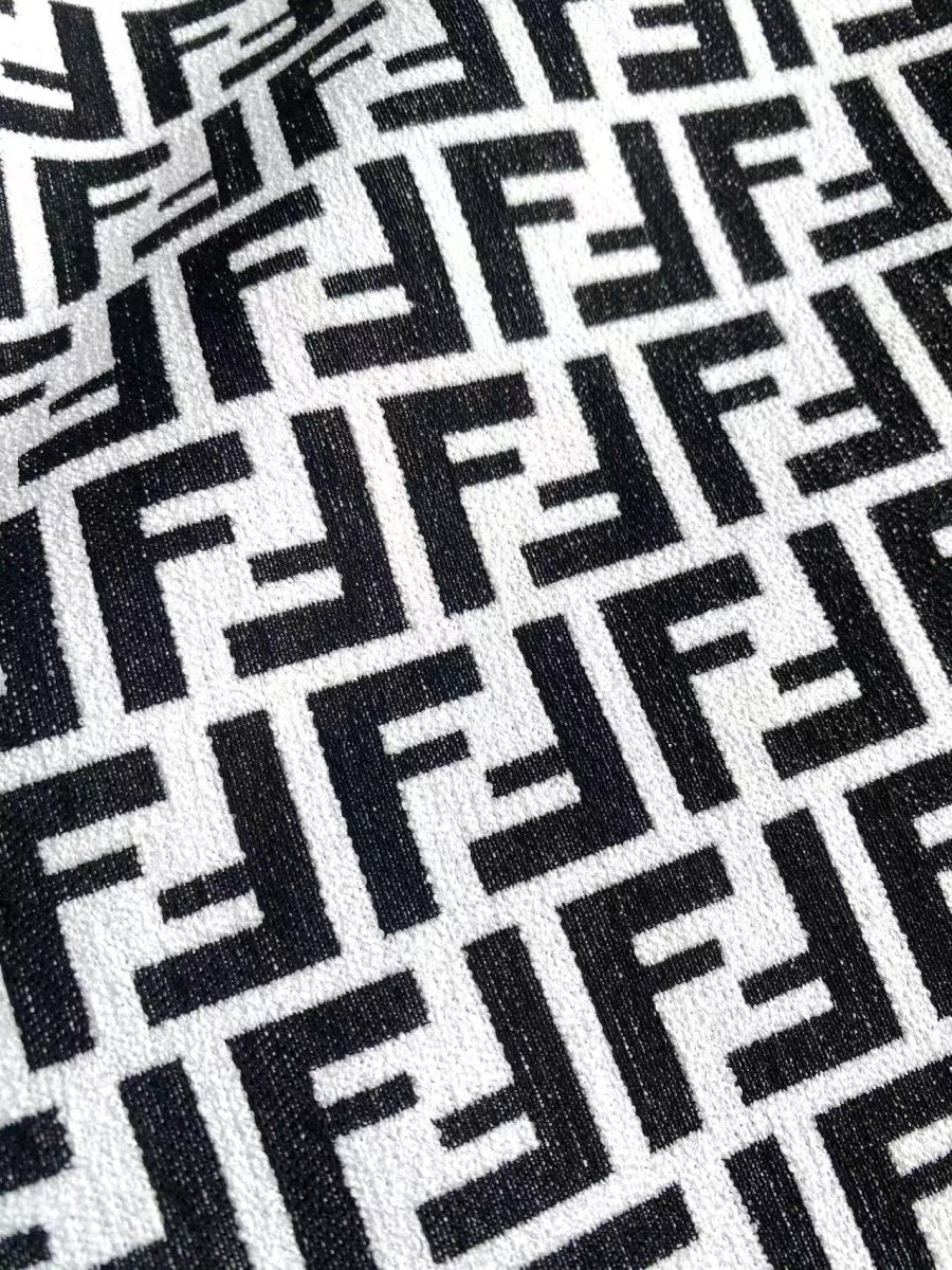 Black White Chenille Fendi Designer Fabric for Sewing Upholstery Projects - mingfabricstore