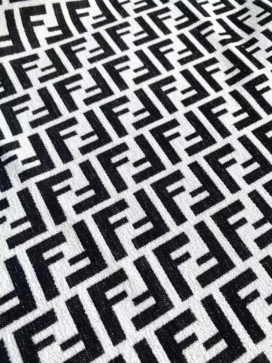 Black White Chenille Fendi Designer Fabric for Sewing Upholstery Projects - mingfabricstore