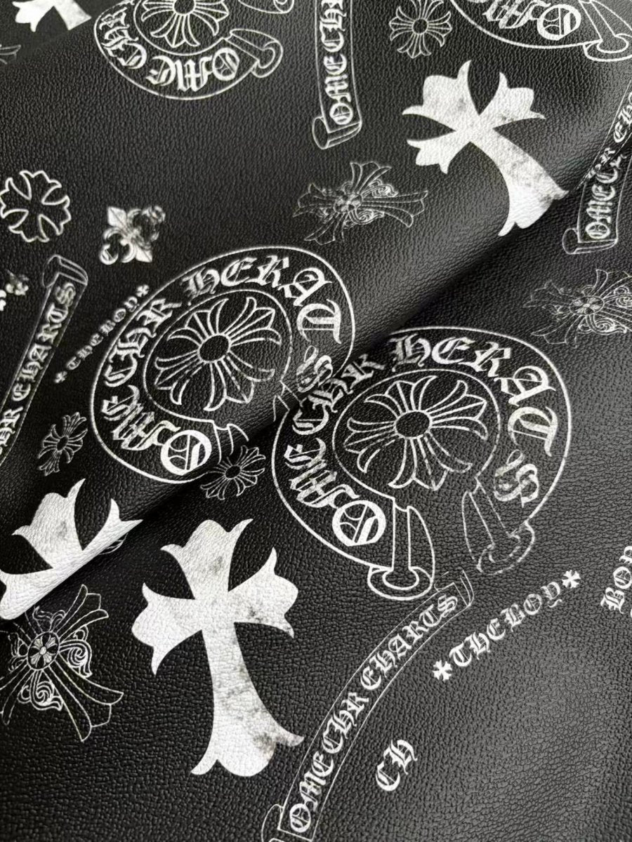 Black White Chrome Heart DIY Leather Sheet for Crafts Sewing Projects - mingfabricstore