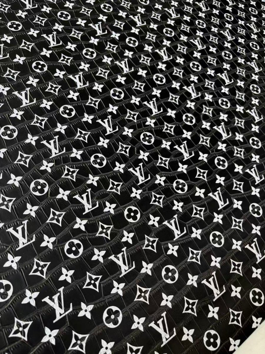 Black White Louis Vuitton Croc Leather for DIY Bag Custom - mingfabricstore