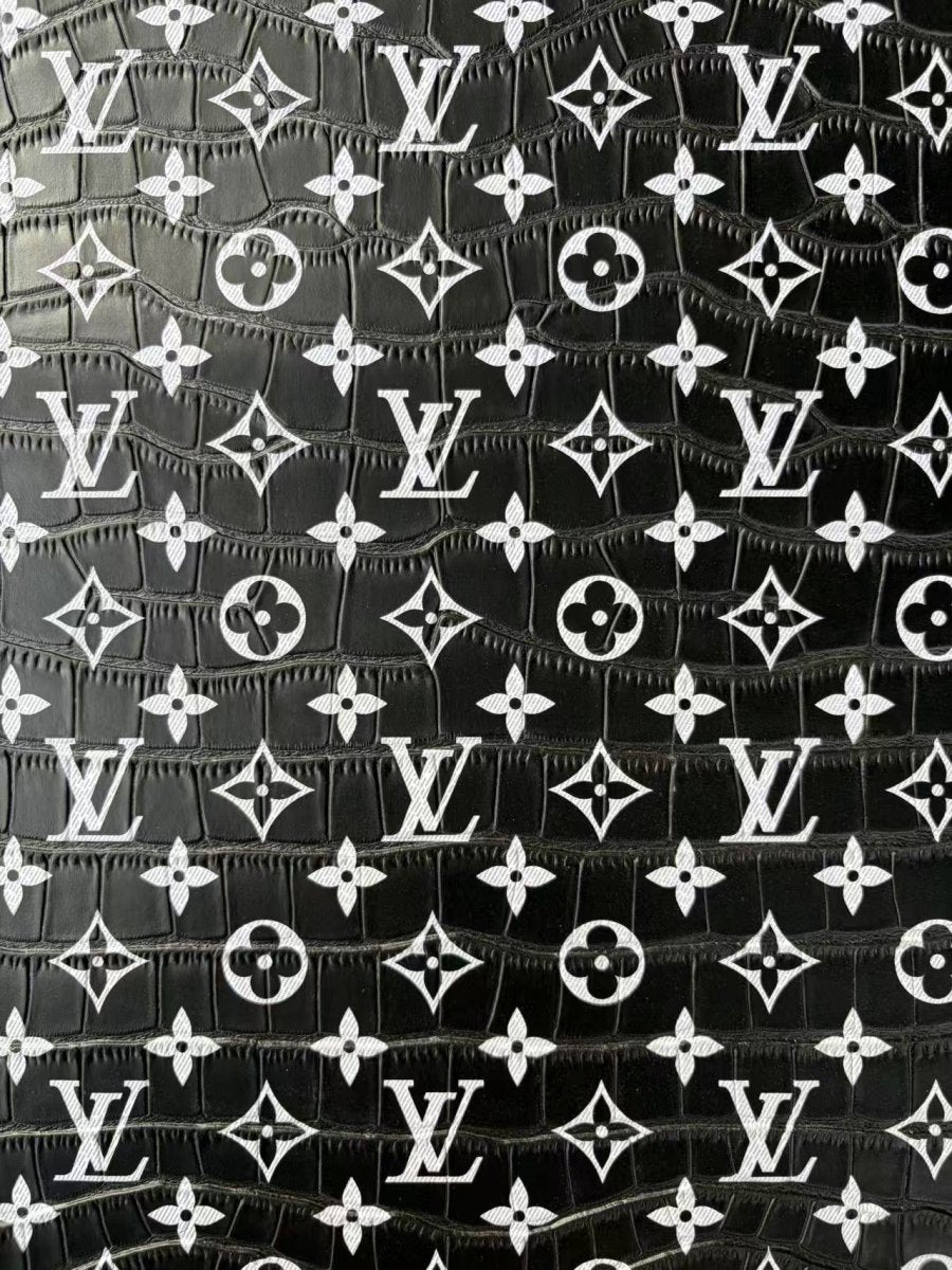 Black White Louis Vuitton Croc Leather for DIY Bag Custom - mingfabricstore