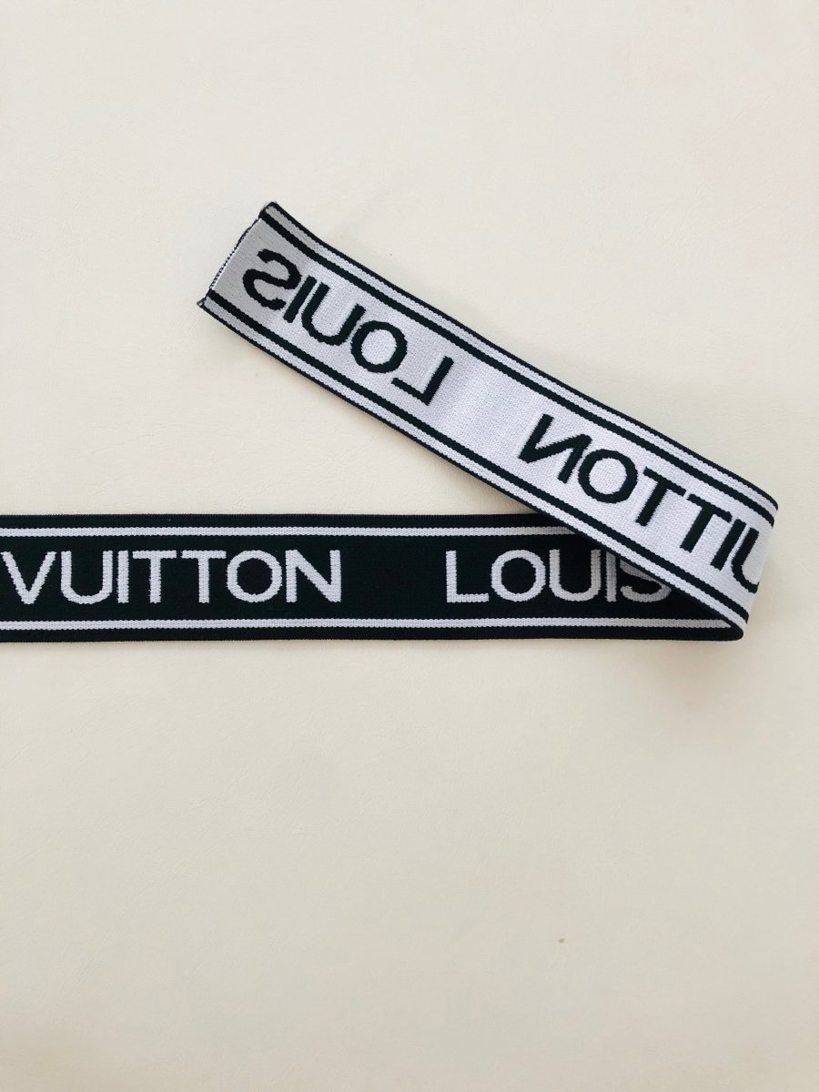 Black White LV Letter Elastic Band Straps - mingfabricstore