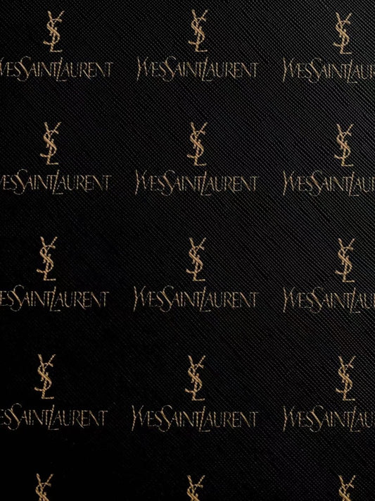 Black YSL Premium Leather for Custom Sneakers Handbags DIY Projects - mingfabricstore