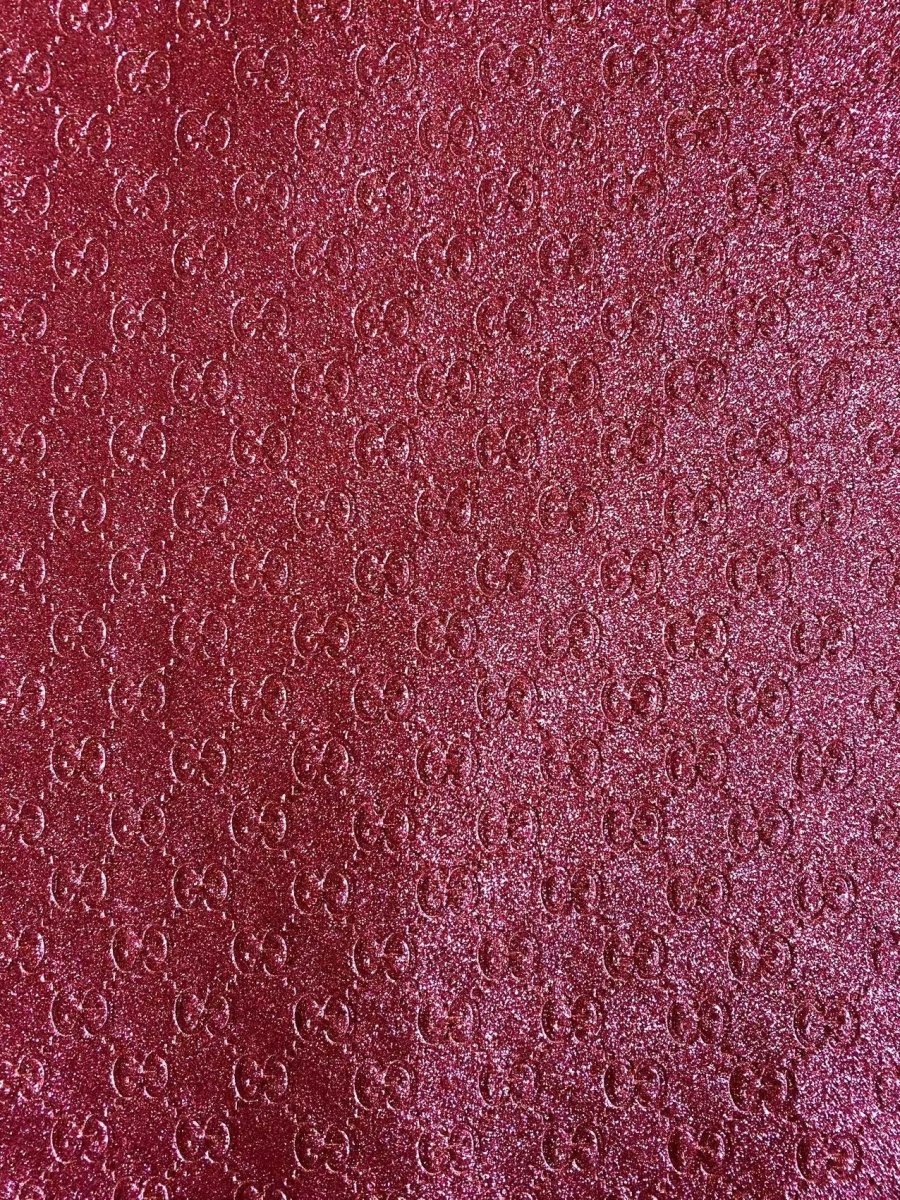 Bling Pink Shiny Diamond Gucci Faux Leather Sheet for DIY Handmade Custom Projects - mingfabricstore