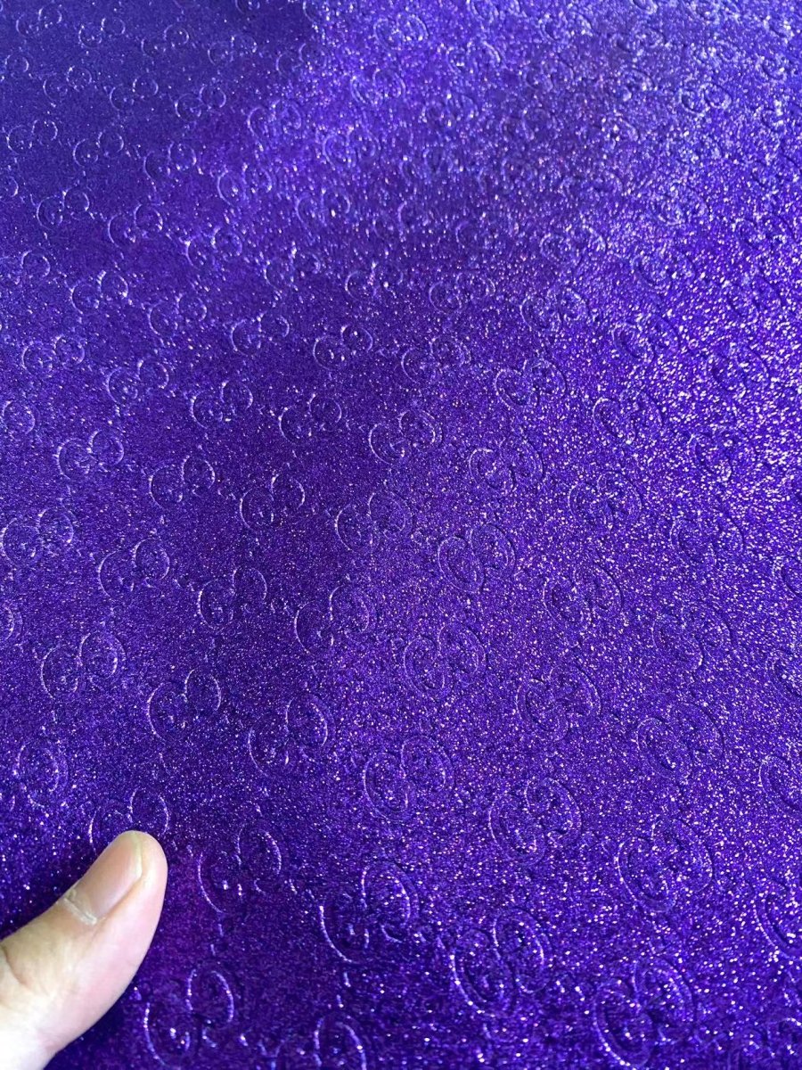 Bling Purple Shiny Diamond Gucci Faux Leather Sheet for DIY Handmade Custom Projects - mingfabricstore