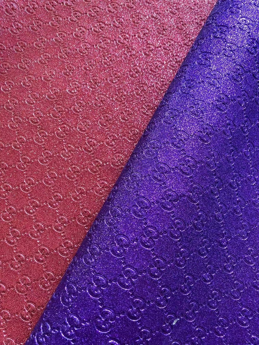 Bling Purple Shiny Diamond Gucci Faux Leather Sheet for DIY Handmade Custom Projects - mingfabricstore