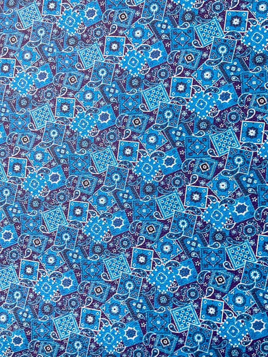Blue Bandana Custom Designer Faux Leather by Yard Material for Sneakers Upholstery - mingfabricstore