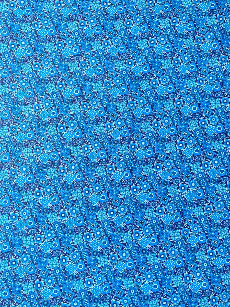Blue Bandana Custom Designer Faux Leather by Yard Material for Sneakers Upholstery - mingfabricstore