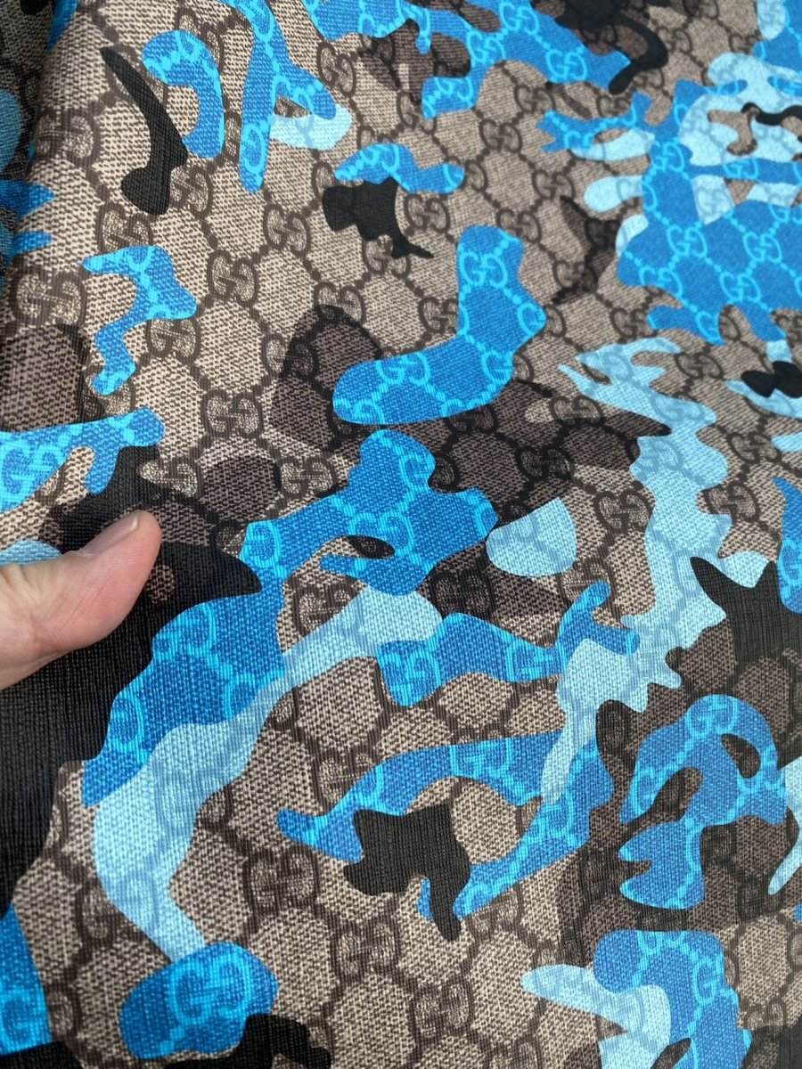 Blue Camo Gucci Shoe Leather Sheet Sewing DIY Sold by Yard - mingfabricstore