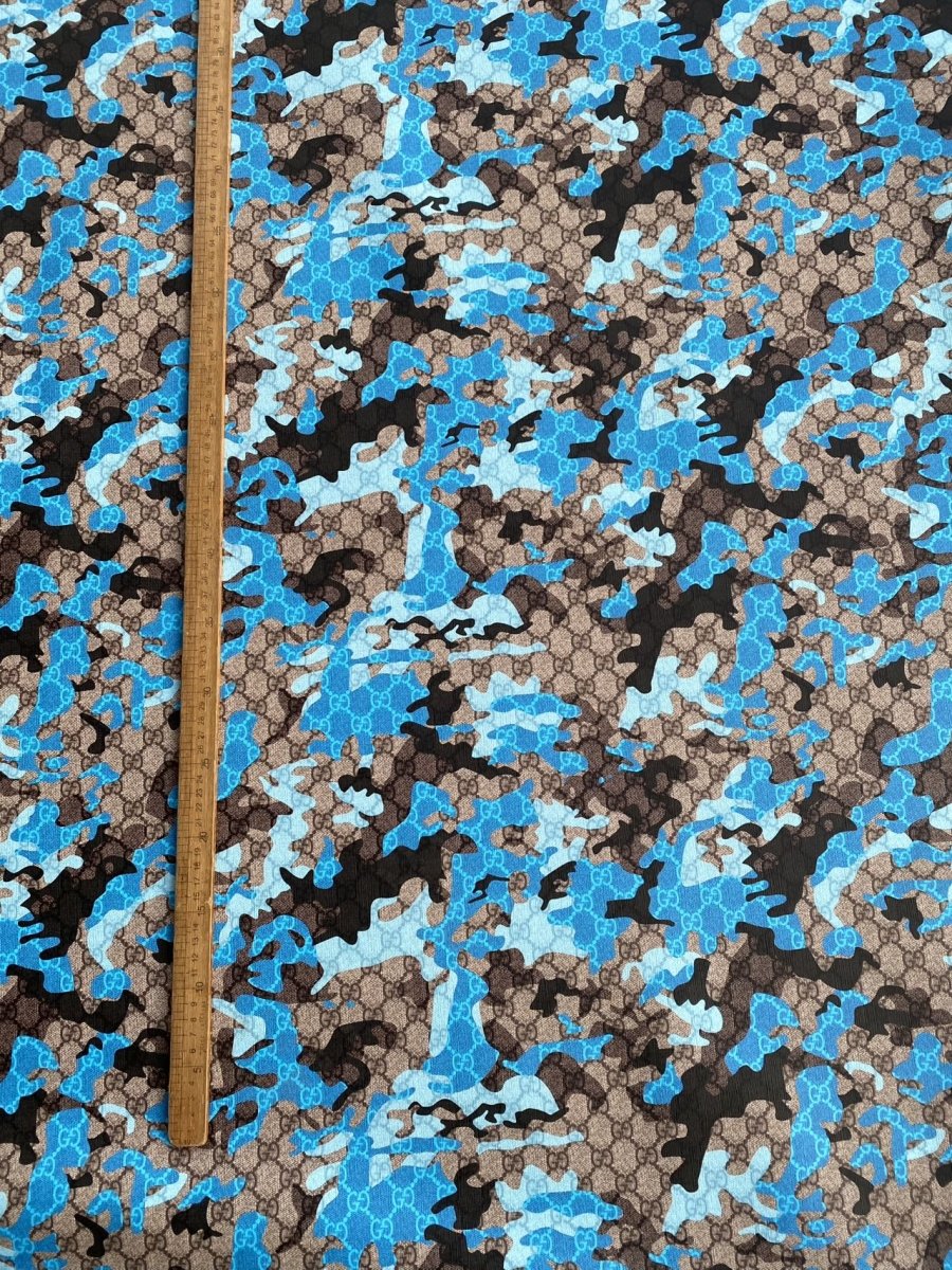 Blue Camo Gucci Shoe Leather Sheet Sewing DIY Sold by Yard - mingfabricstore