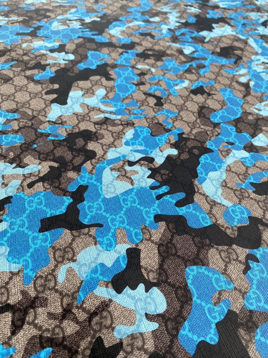 Blue Camo Gucci Shoe Leather Sheet Sewing DIY Sold by Yard - mingfabricstore