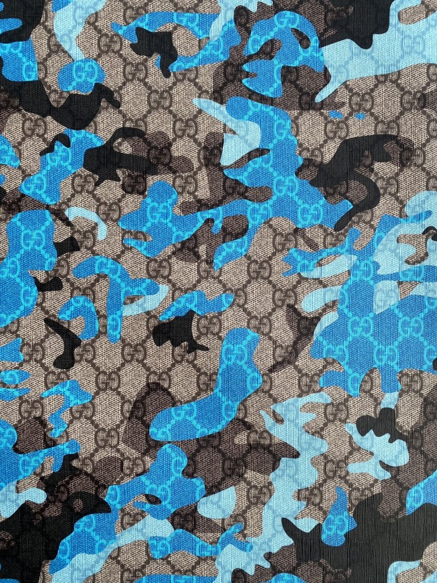 Blue Camo Gucci Shoe Leather Sheet Sewing DIY Sold by Yard - mingfabricstore