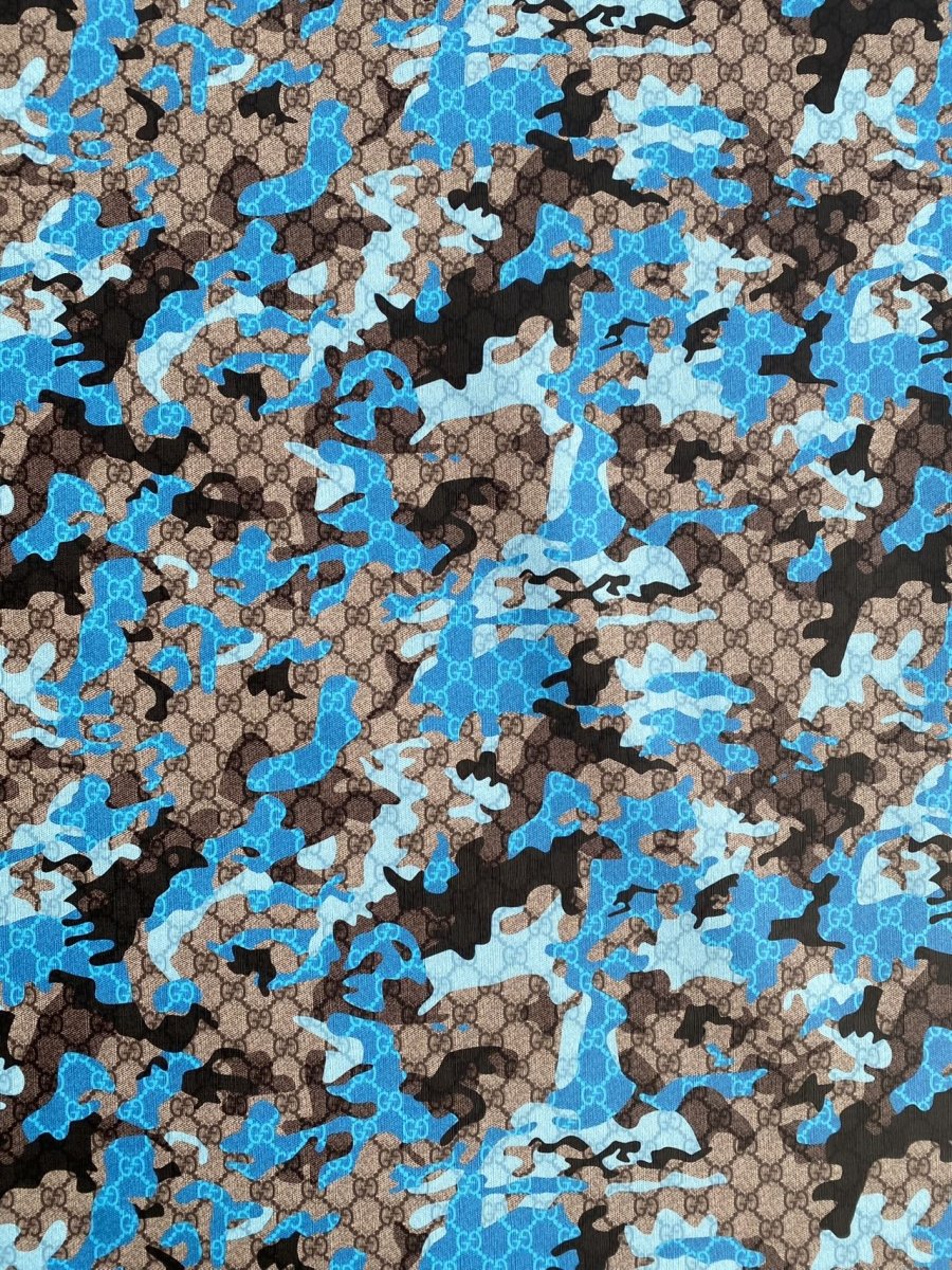 Blue Camo Gucci Shoe Leather Sheet Sewing DIY Sold by Yard - mingfabricstore