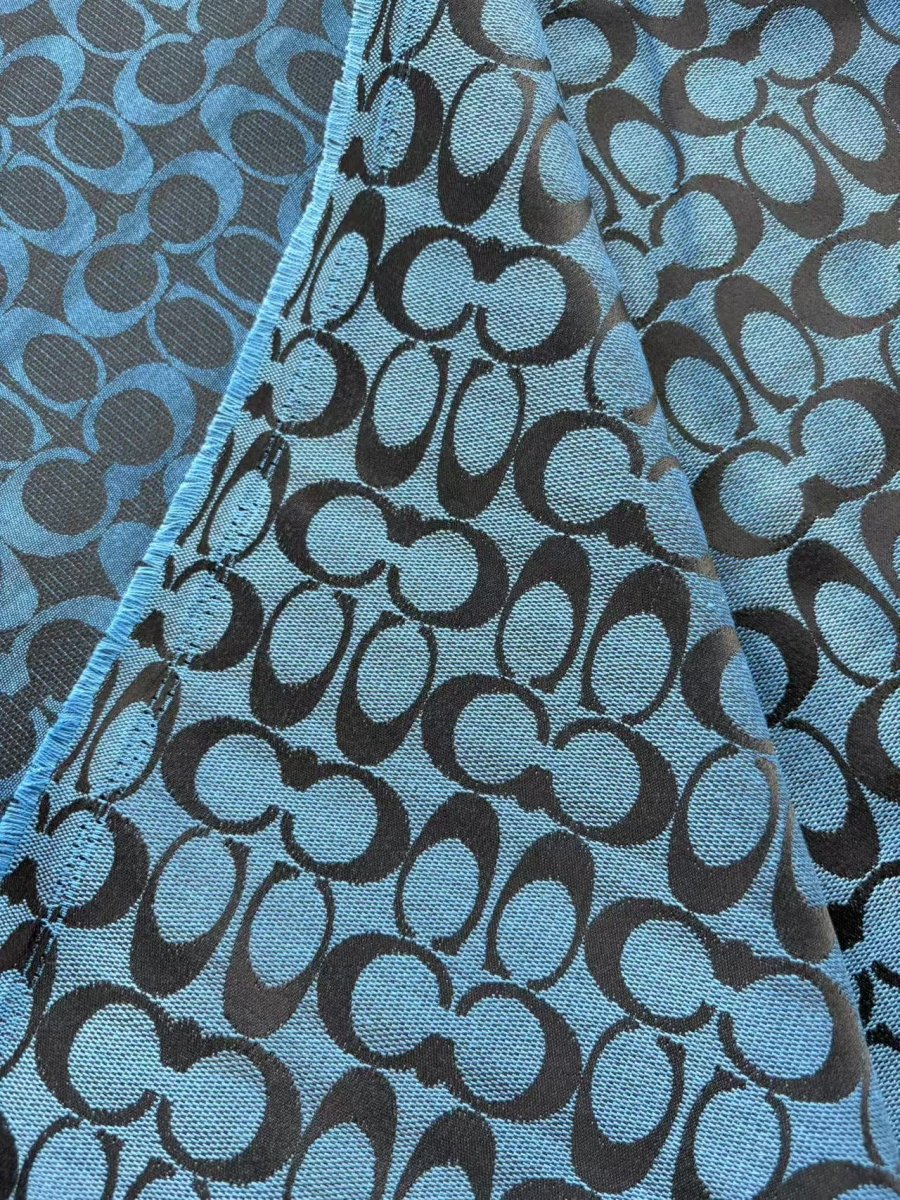 Blue Coach Jacquard Fabric for Tie DIY Custom Projects - mingfabricstore