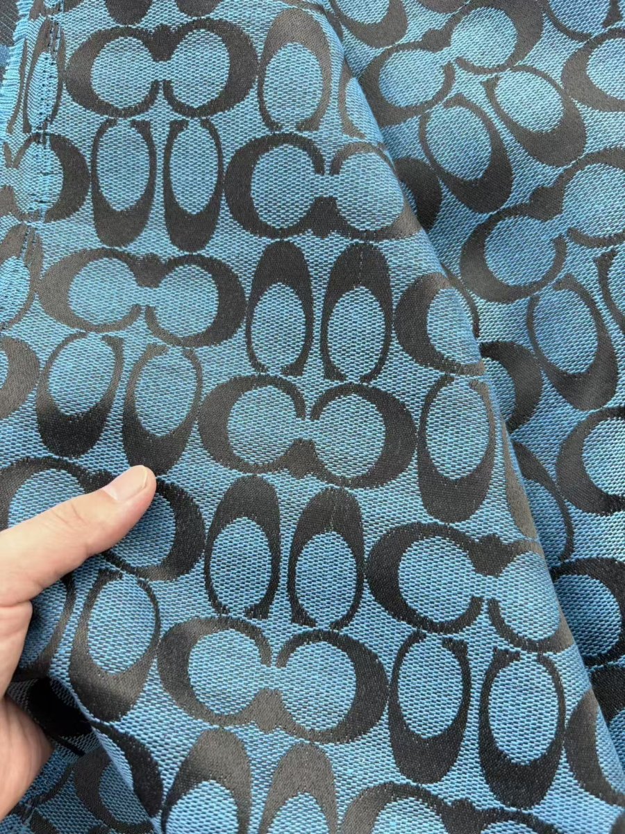 Blue Coach Jacquard Fabric for Tie DIY Custom Projects - mingfabricstore