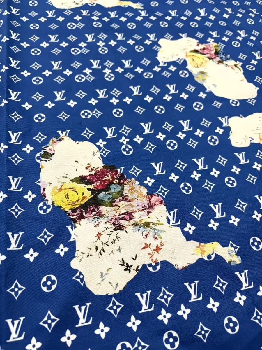 Blue Cotton Louis Vuitton LV Flower Designer Fabric for DIY Sewing Crafts Projects - mingfabricstore