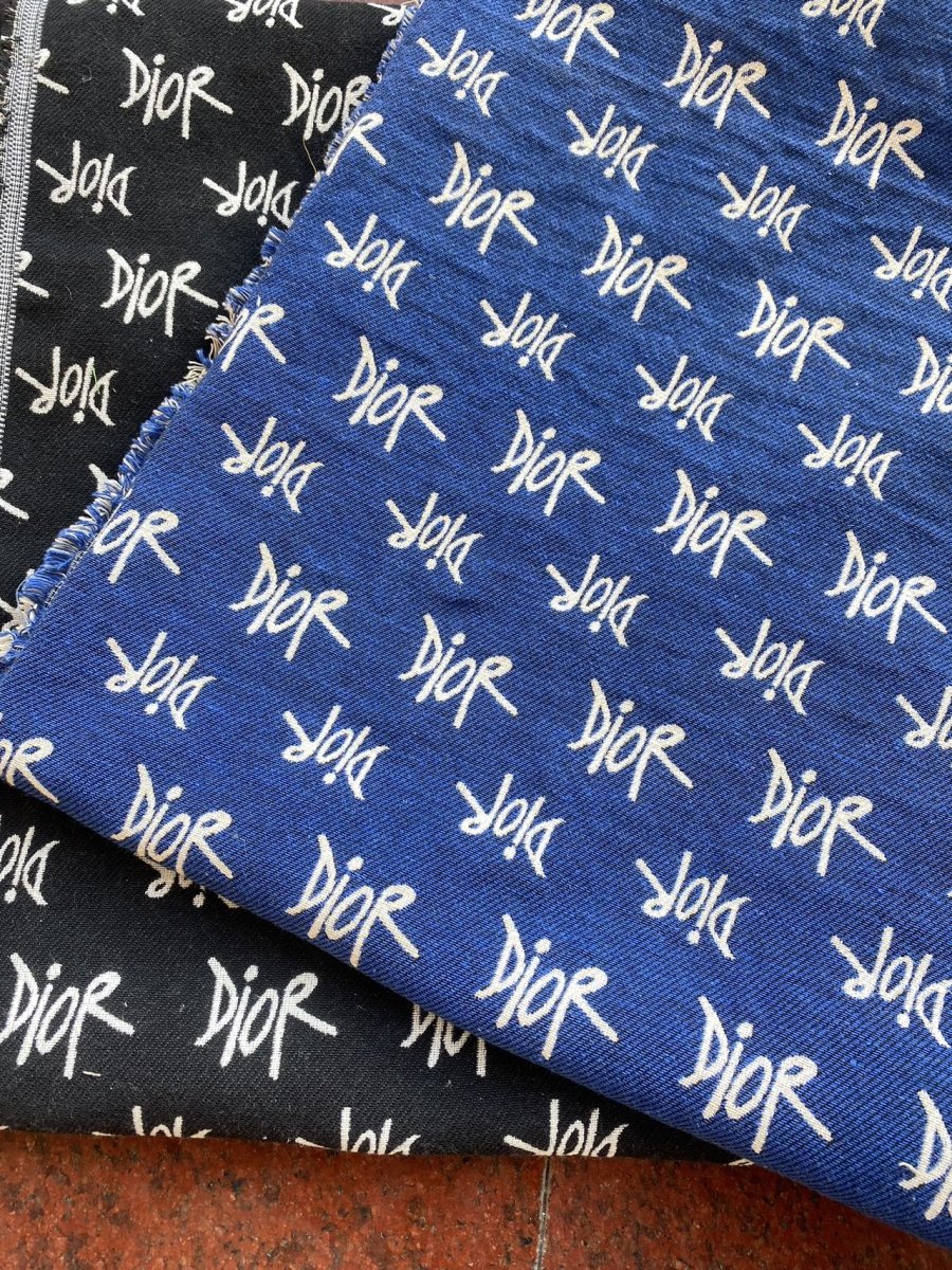 Blue Dior Cotton Sewing Designer Fabric for Custom Handmade Bespoke Made Upholstery - mingfabricstore
