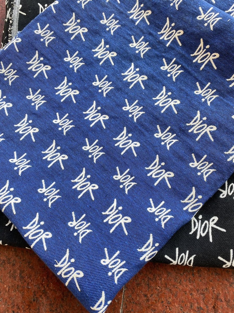 Blue Dior Cotton Sewing Designer Fabric for Custom Handmade Bespoke Made Upholstery - mingfabricstore