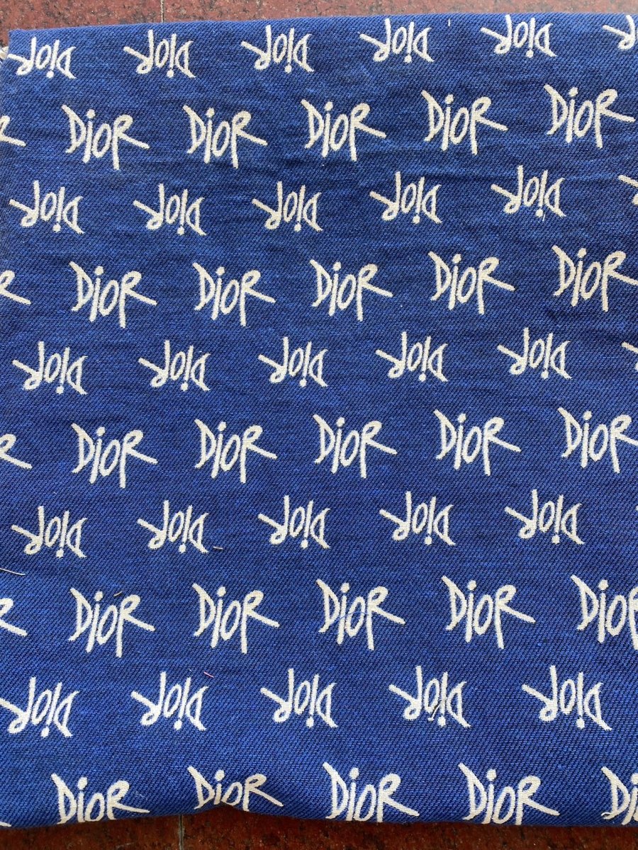 Blue Dior Cotton Sewing Designer Fabric for Custom Handmade Bespoke Made Upholstery - mingfabricstore