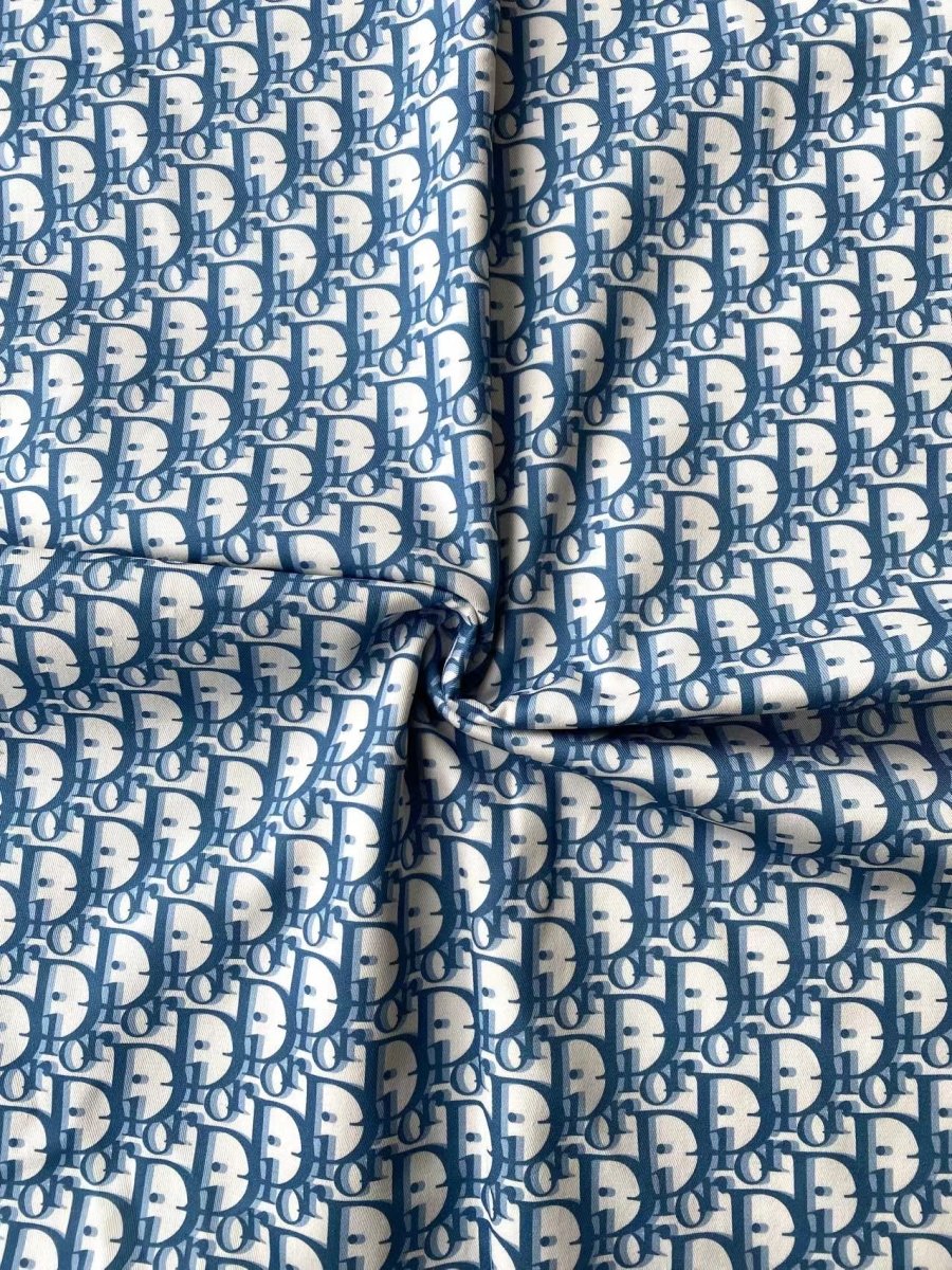 Blue Dior Cotton Sewing Fabric Sold by Yard for Handmade DIY Projects - mingfabricstore