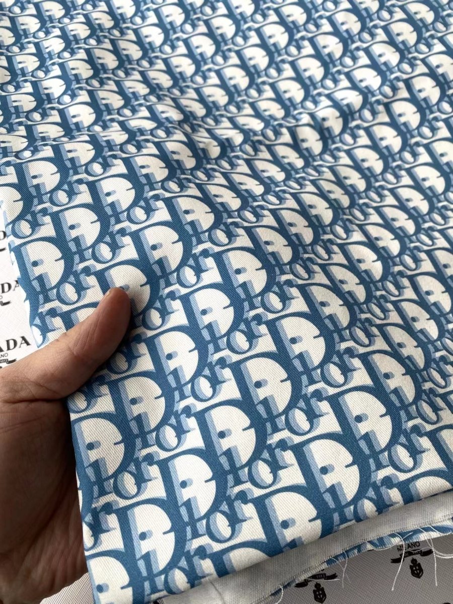 Blue Dior Cotton Sewing Fabric Sold by Yard for Handmade DIY Projects - mingfabricstore