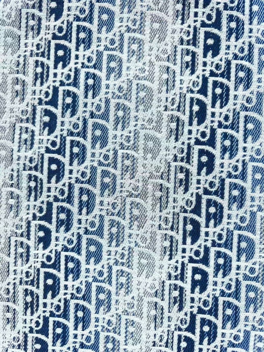 Blue Dior Jacquard Designer Fabric for Custom Bag DIY Projects - mingfabricstore