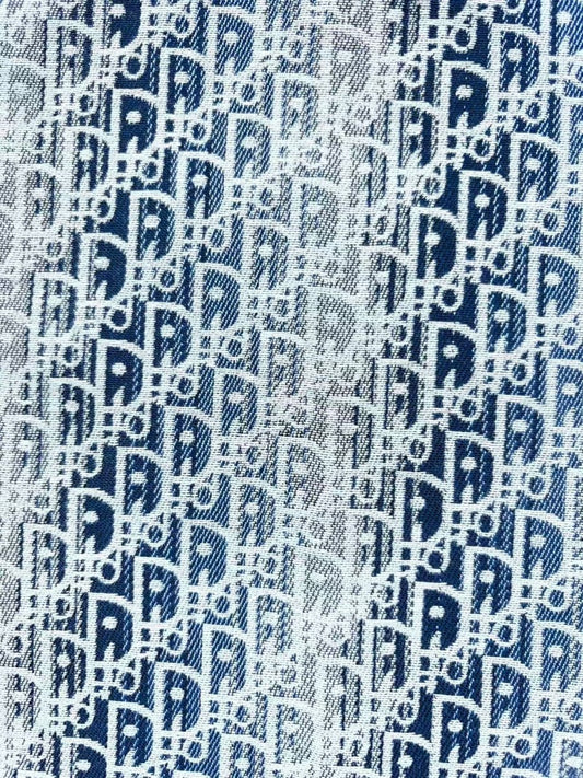 Blue Dior Jacquard Designer Fabric for Custom Bag DIY Projects - mingfabricstore