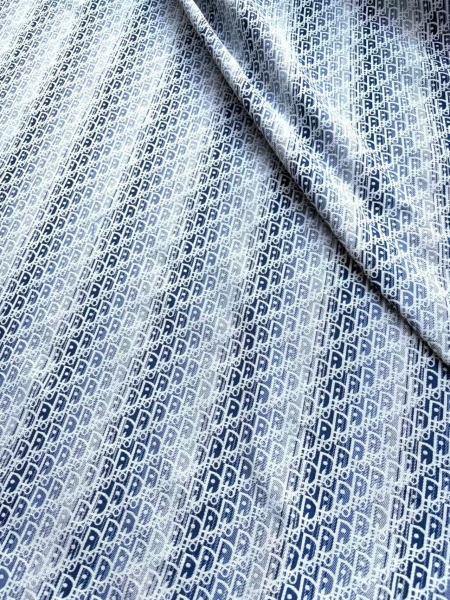 Blue Dior Jacquard Designer Fabric for Custom Bag DIY Projects - mingfabricstore