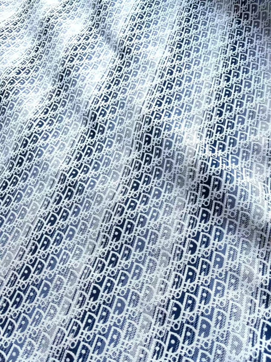 Blue Dior Jacquard Designer Fabric for Custom Bag DIY Projects - mingfabricstore
