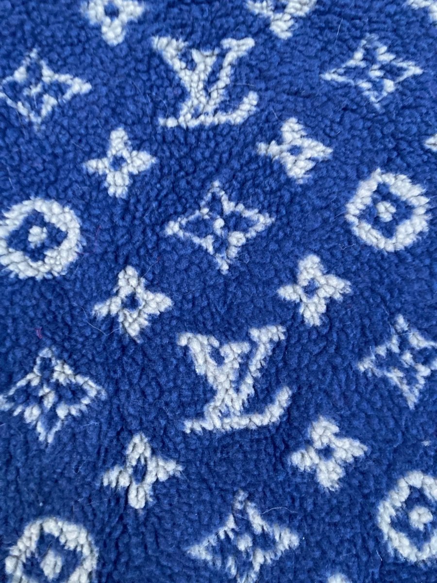 Blue Furry Cozy LV Teddy Flannel Fleece Fabric - mingfabricstore