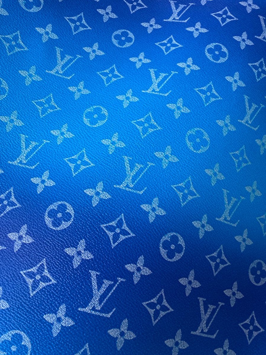 Blue Gradient LV Faux Leather Fabric for Bag Custom - mingfabricstore