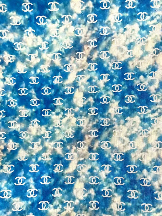 Blue Halo Dyeing Chanel Faux Leather Vinyl for Custom Handmade - mingfabricstore