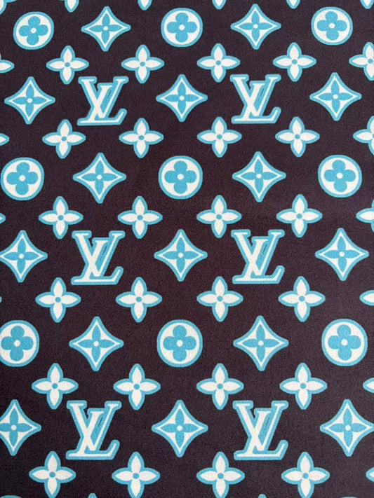 Blue Louis Vuitton LV Suede Car Headliner Upholstery Speaker Pod Cover DIY Custom Fabric - mingfabricstore