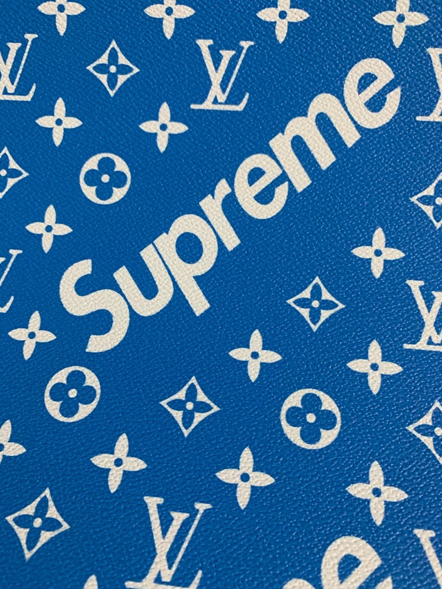 Blue Supreme Faux Leather Fabric for Fashion Custom Sneakers Car Upholstery - mingfabricstore