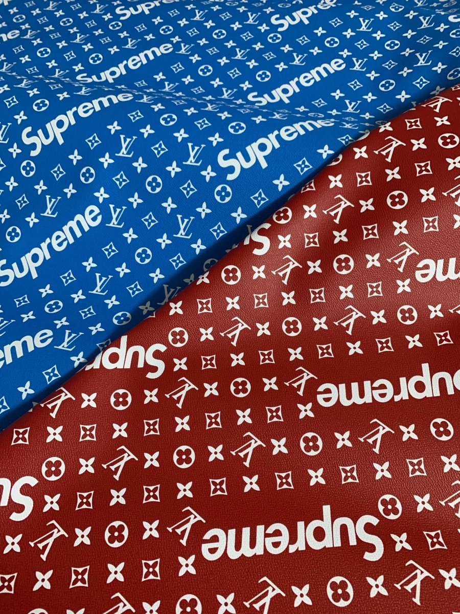 Blue Supreme Faux Leather Fabric for Fashion Custom Sneakers Car Upholstery - mingfabricstore